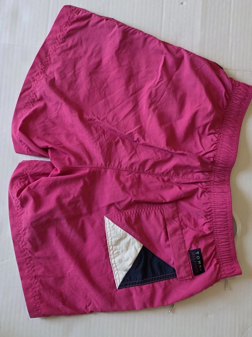 Tommy Hilfiger Hot Pink Swim Trunks with Navy & White Stripe